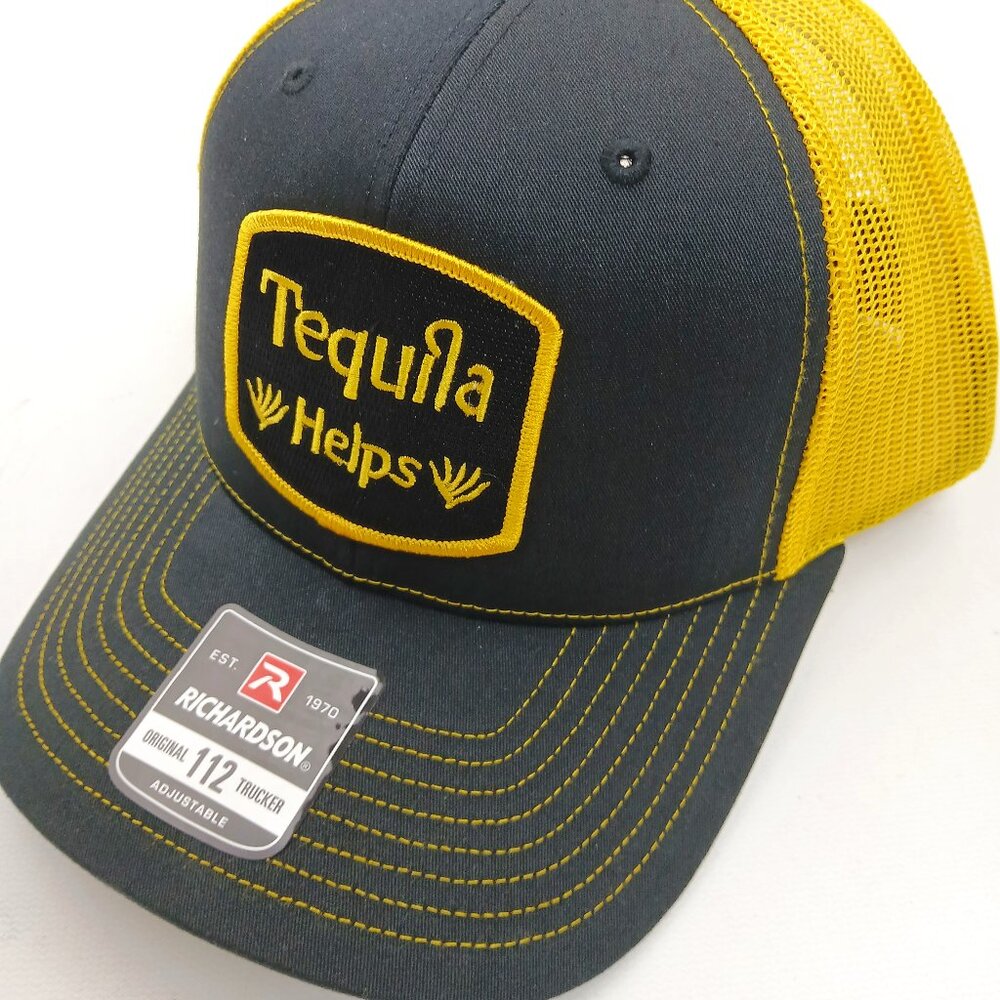 Tequila Helps Richardson Embroidered Patch Mesh Snapback Trucker Hat